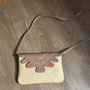 Tommy Bahama Tan and Red‎ Woven Crossbody Bag